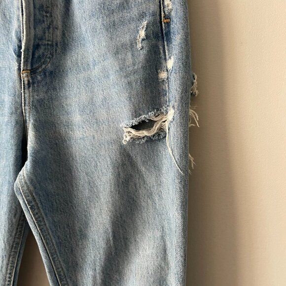 Agolde '90s Distressed Button-Fly High Rise Denim Straight Leg Jeans Blue 23 - Picture 6 of 10